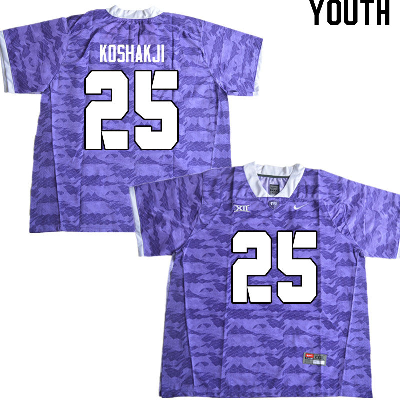 Youth #25 James Koshakji TCU Horned Frogs College Football Jerseys Sale-Limited Purple - Click Image to Close
